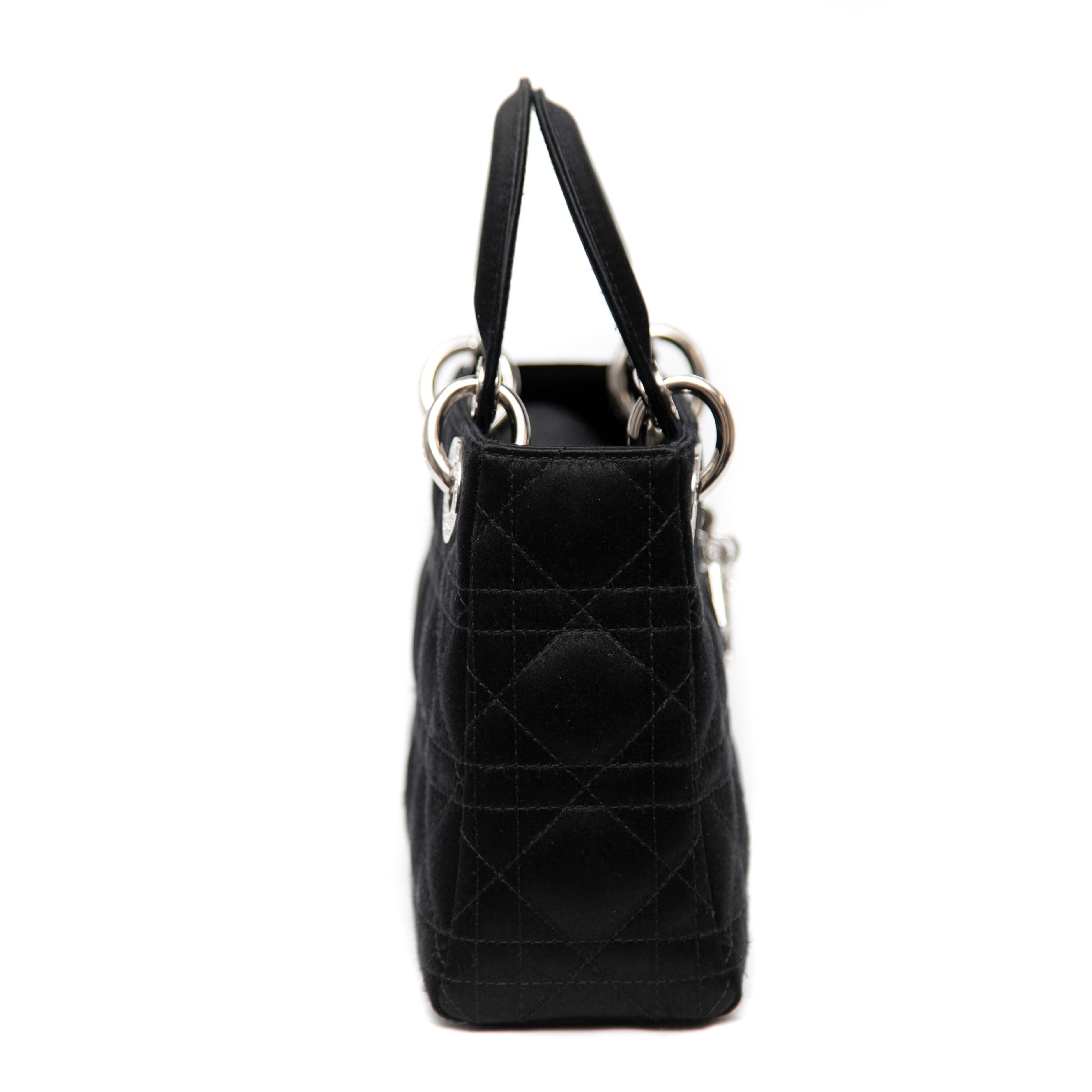 Christian Dior Mini Satin Cannage Lady Dior Bag For Sale 2
