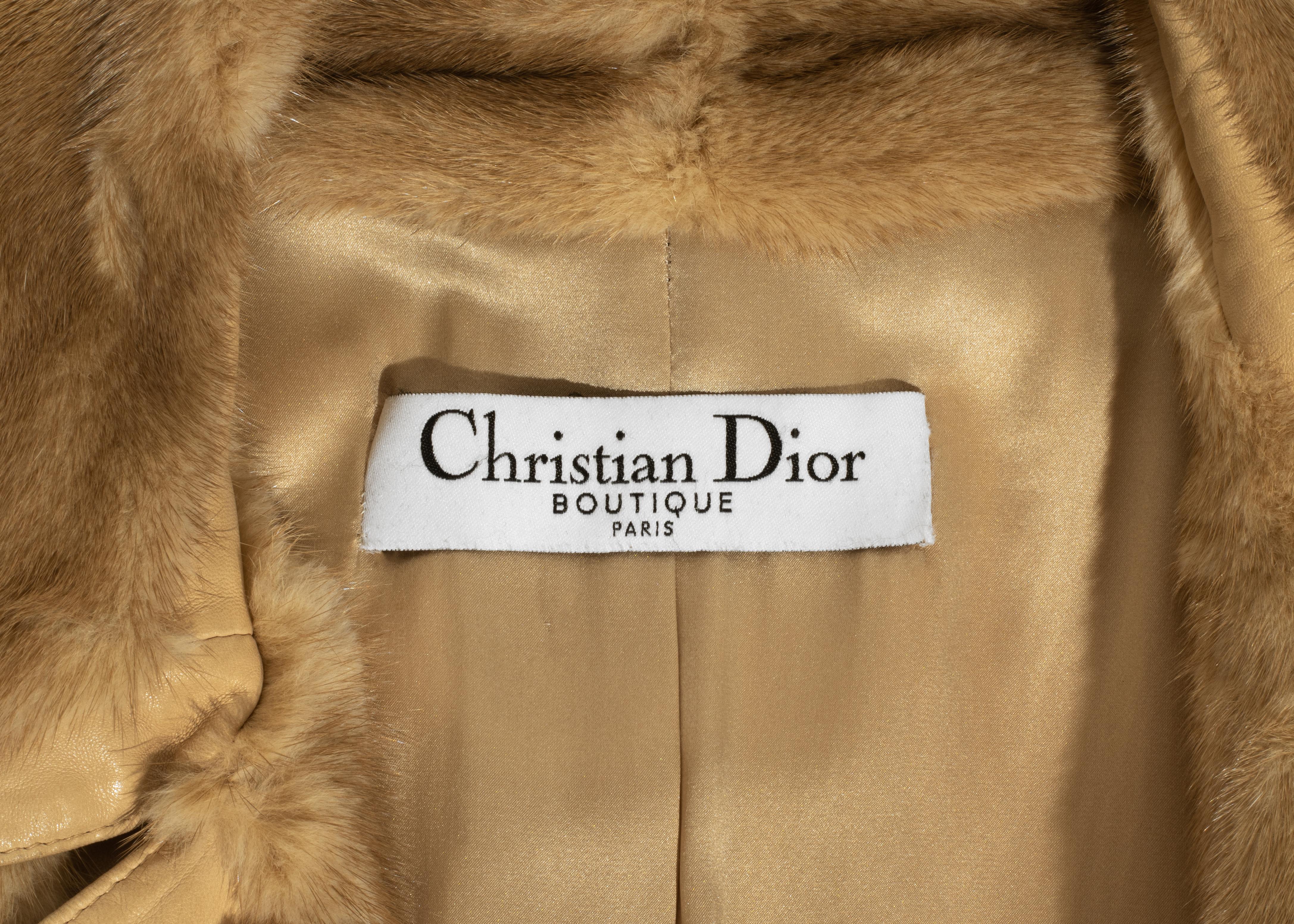 Trench-coat Christian Dior en fourrure de vison et cuir d'agneau, saison 2005 en vente 5