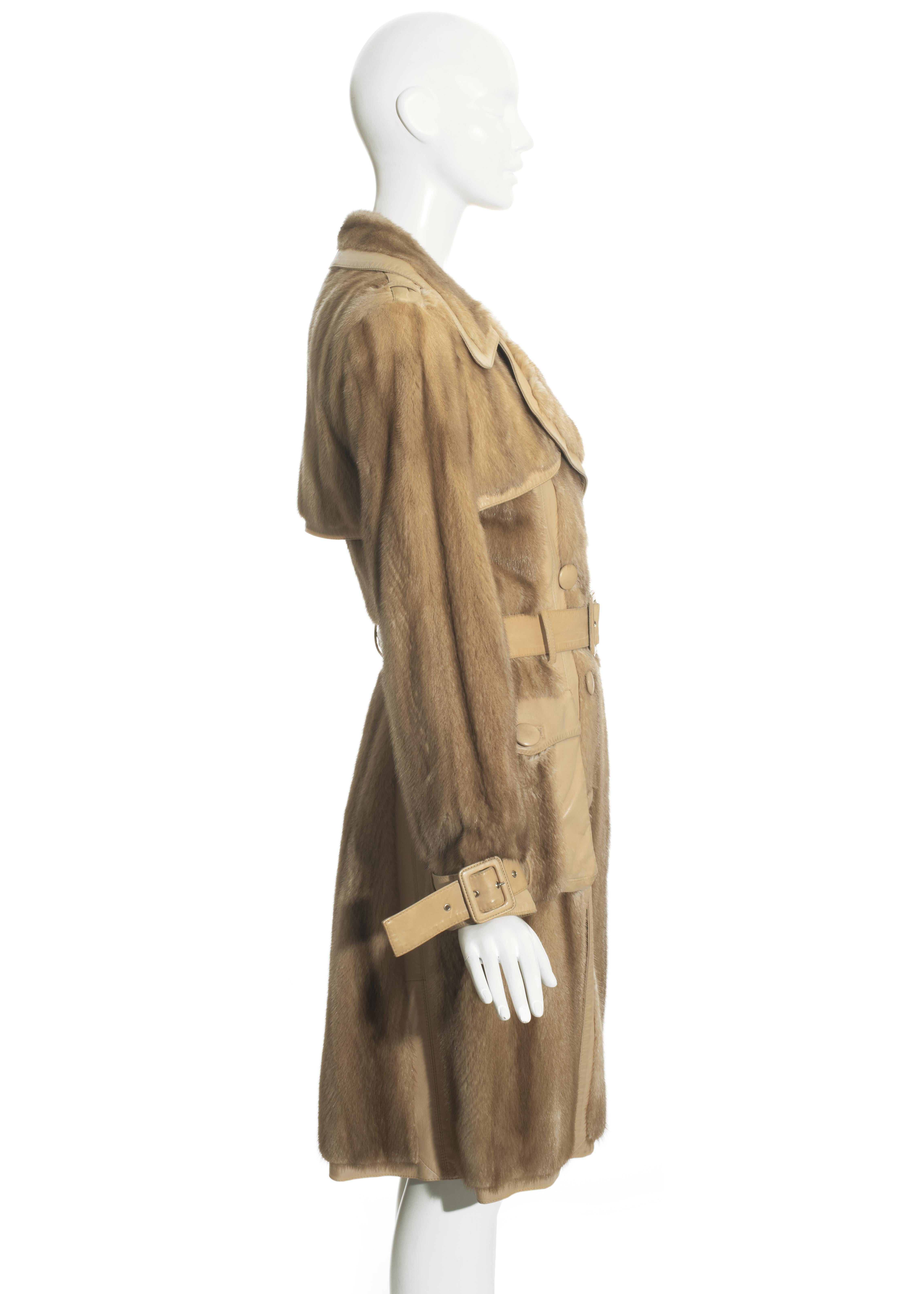 Trench-coat Christian Dior en fourrure de vison et cuir d'agneau, saison 2005 en vente 1