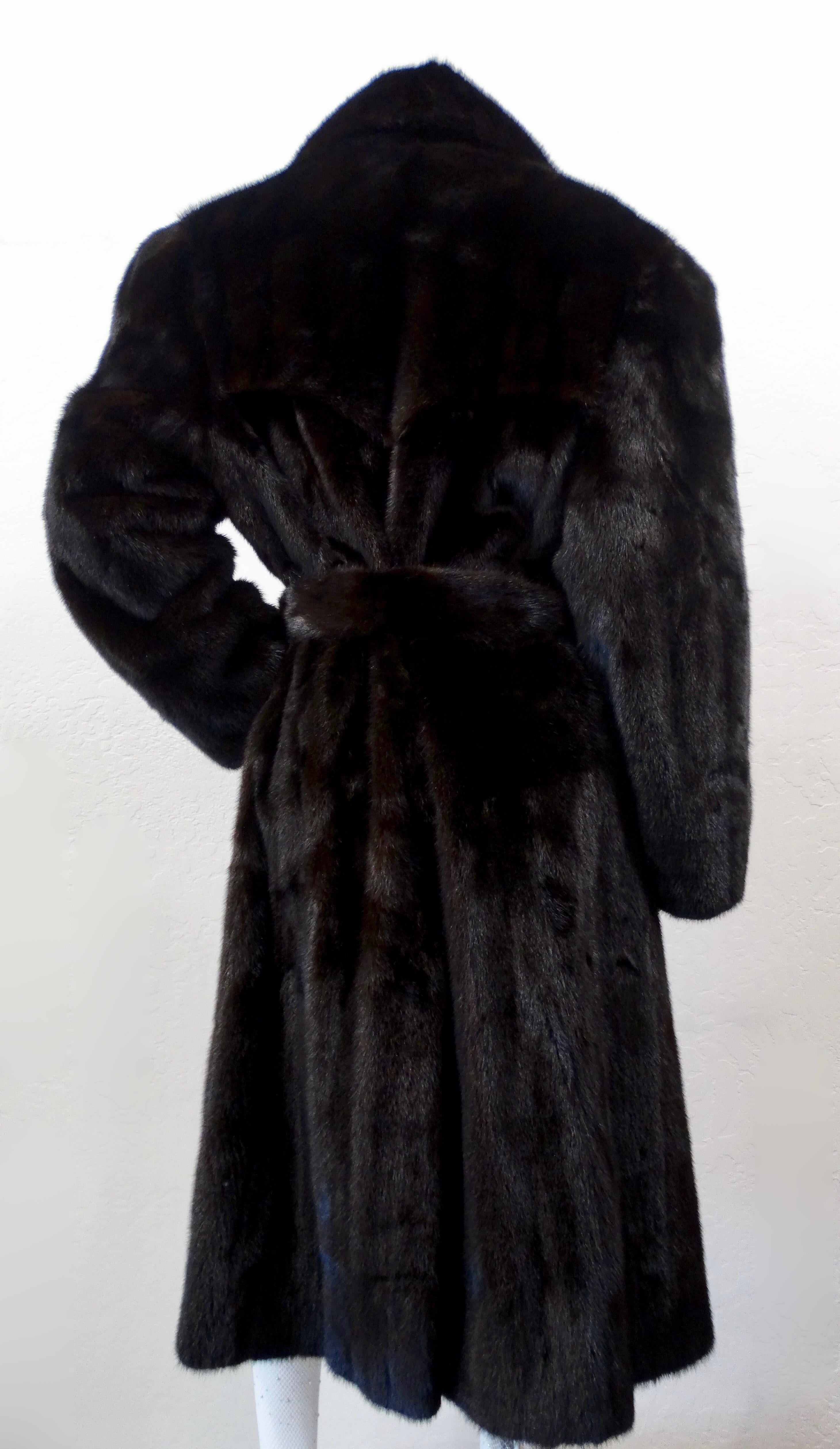Black Christian Dior Mink Fur Belted Coat
