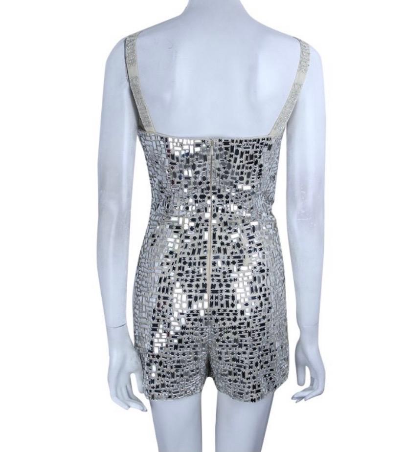 Christian Dior Spiegel Mosaik-bestickter Tüll Playsuit wie bei Jennifer Lawrence 

FR Größe 38 - US 6

Ausgezeichneter Zustand