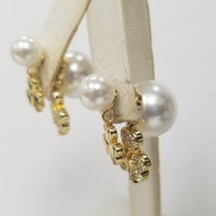 Christian Dior Mise En Dior Tribal Crystal Kleeblatt und Kunstperlen-Ohrringe