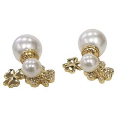 Christian Dior Mise En Dior Tribal Crystal Clover and Faux Pearl Earrings