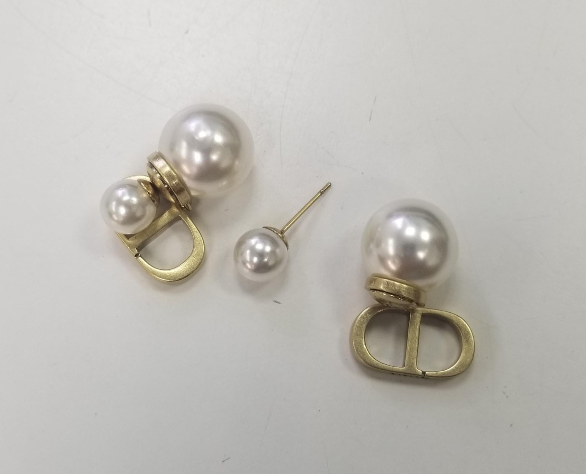 Christian Dior Mise En Dior Tribal Crystal  and faux pearl earrings.
