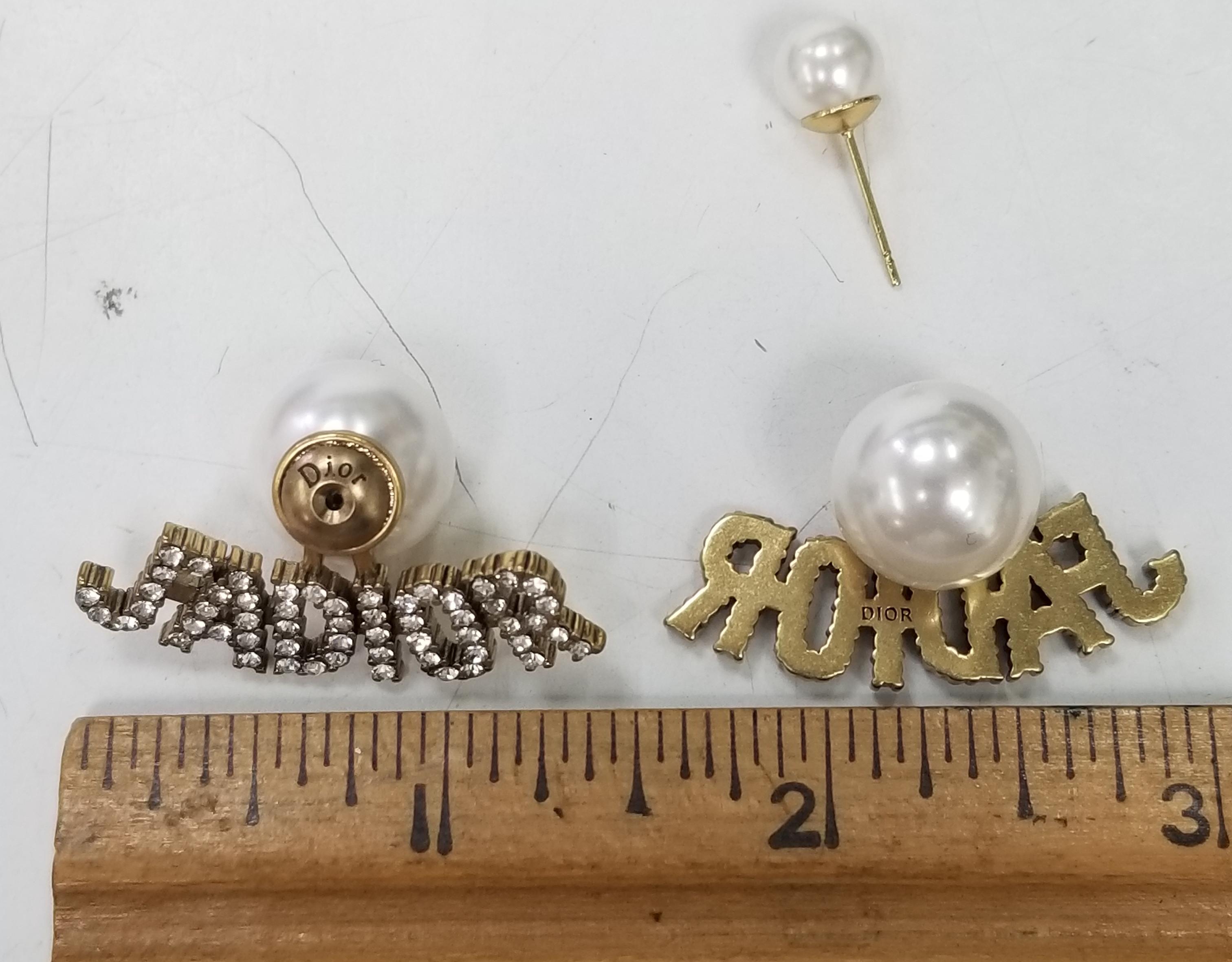 christian dior pearl earrings