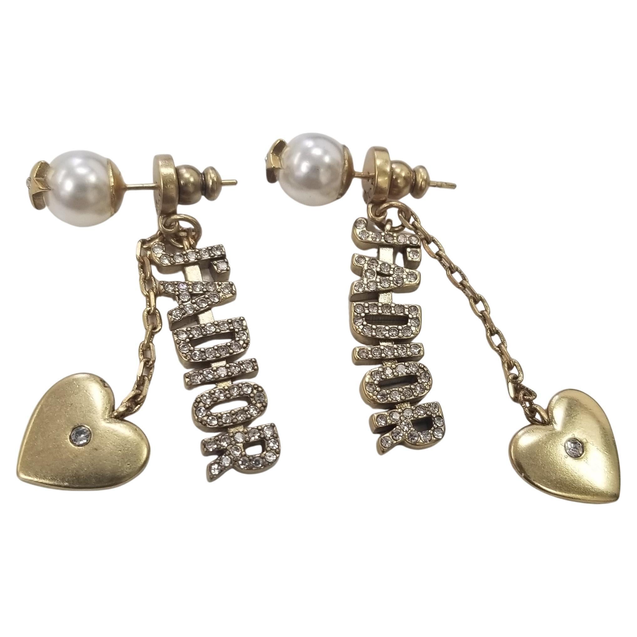 Christian Dior Mise En Dior Tribal Crystal "JADIOR" and faux pearl earrings