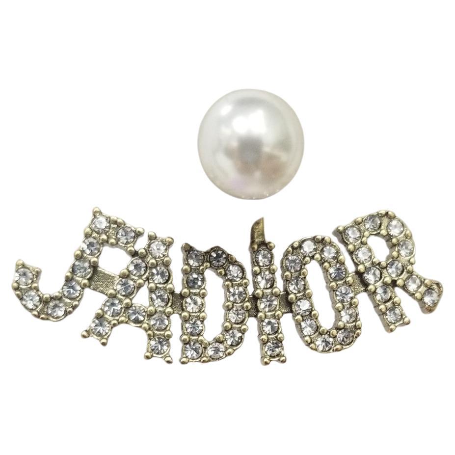 Christian Dior Mise En Dior Tribal Crystal "JADIOR" and Faux Pearl Earrings For Sale