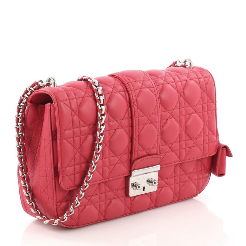 Pink Christian Dior Miss Dior Flap Bag Cannage Quilt Lambskin Medium