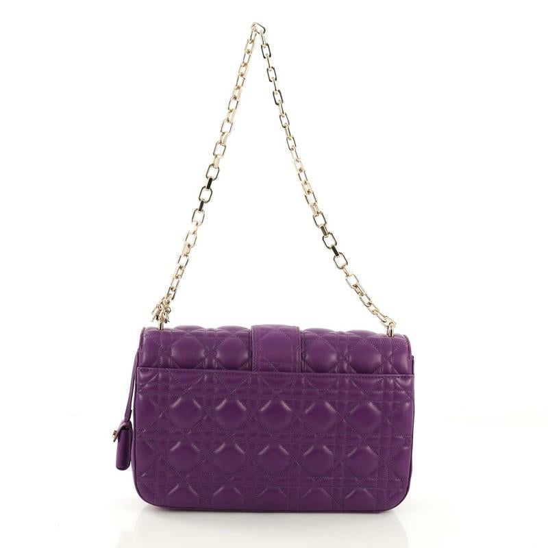 Purple Christian Dior Miss Dior Flap Bag Cannage Quilt Lambskin Medium