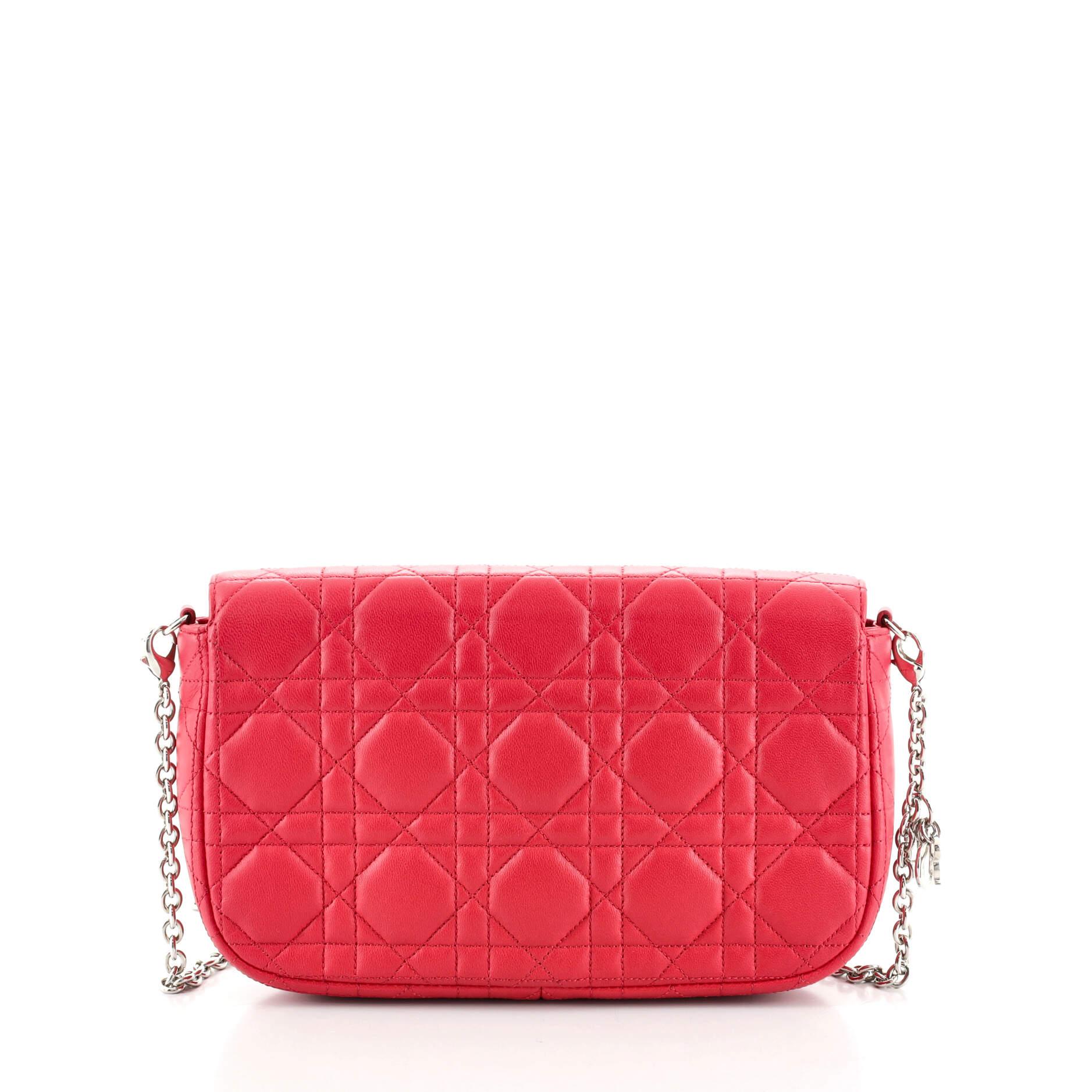 Red Christian Dior Miss Dior Promenade Bag Cannage Quilt Lambskin