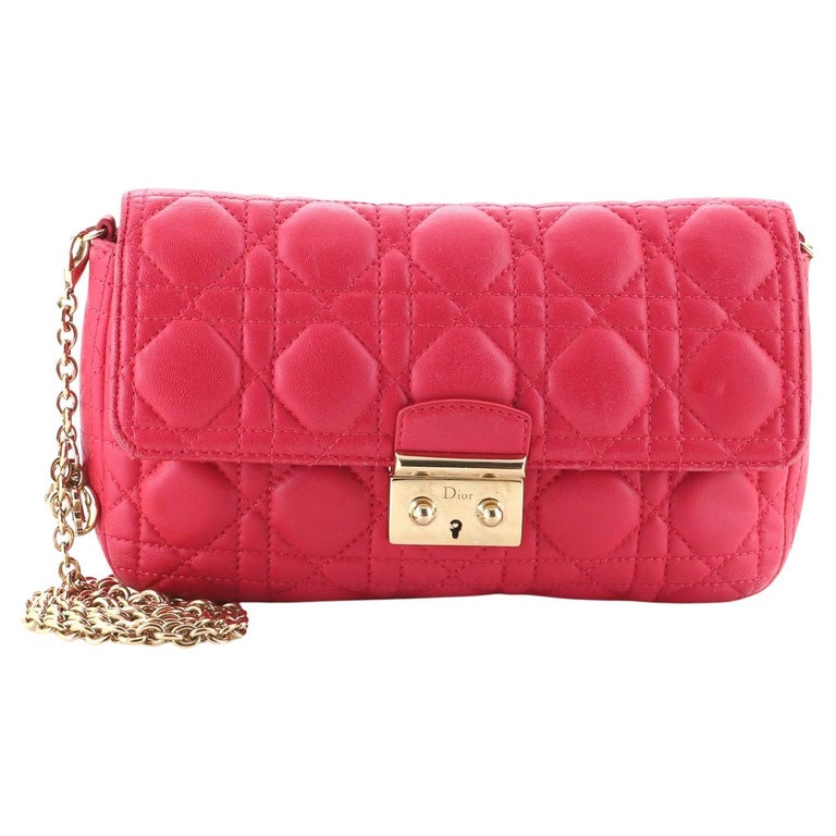 Christian Dior Black Cannage Quilted Patent Leather Lady Dior Wallet on Chain  Bag - Yoogi's Closet