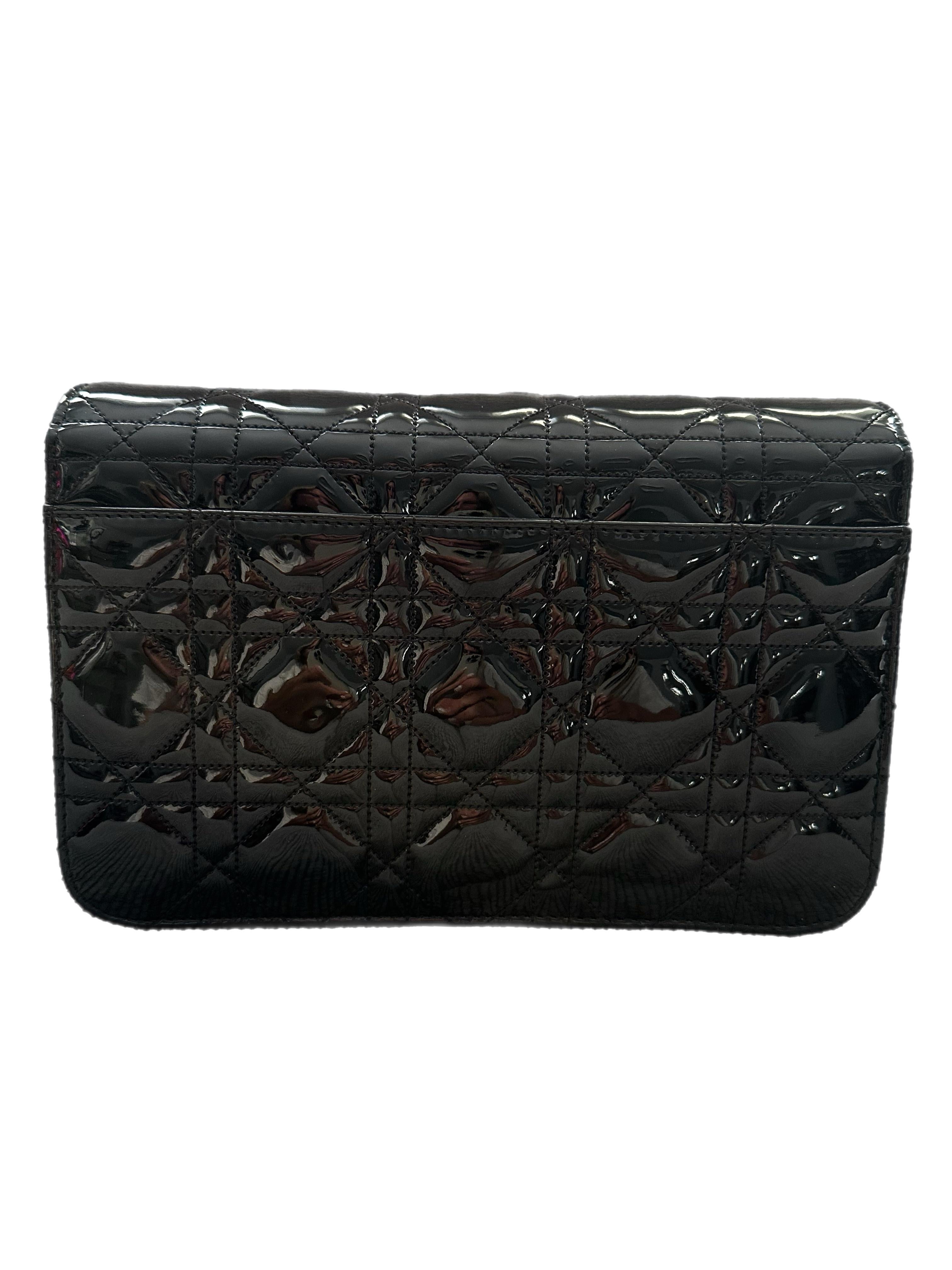 Women's Christian Dior Miss Dior Promenade Cannage Patent Leather Shoulder Bag Black