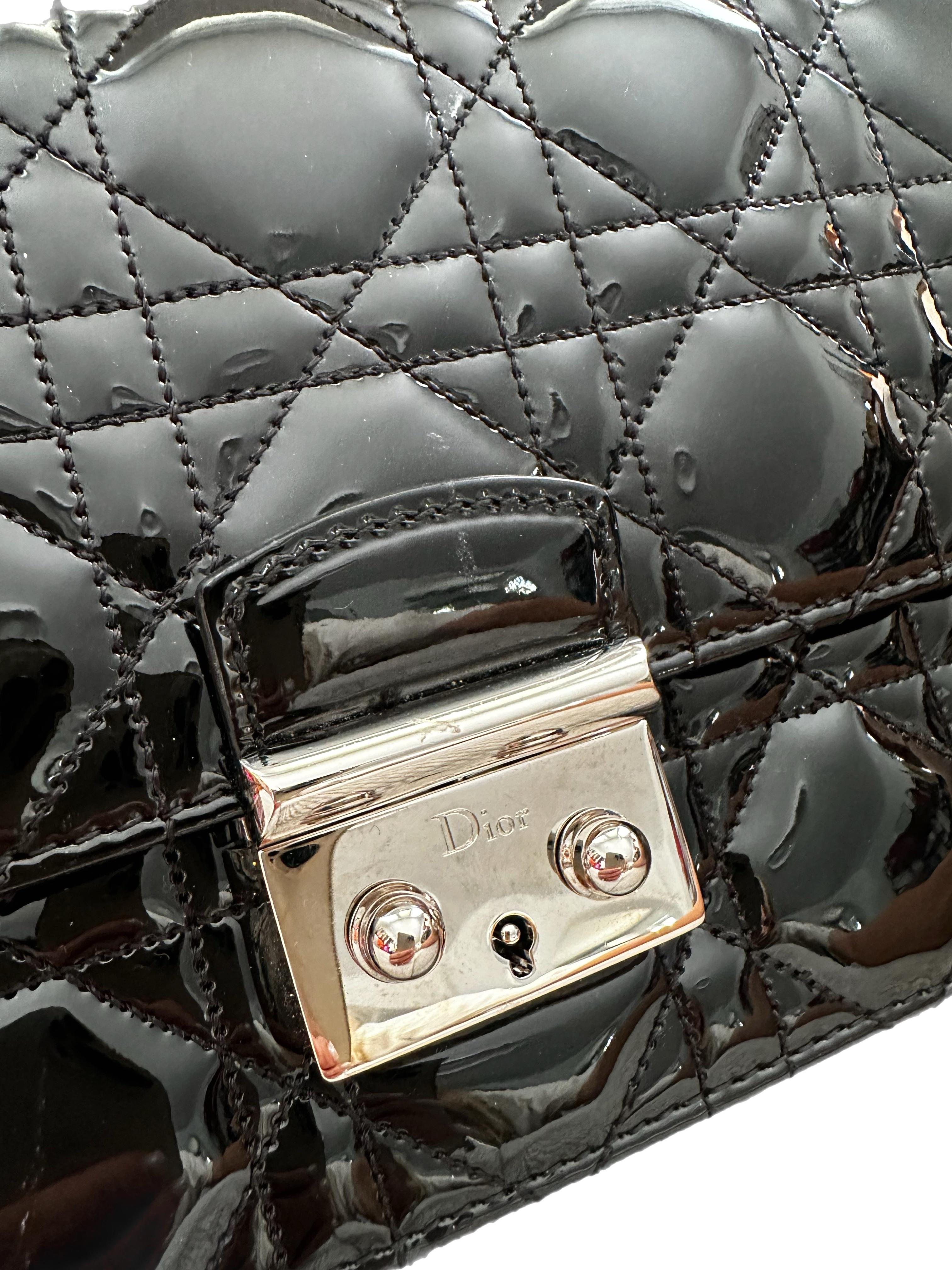 Christian Dior Miss Dior Promenade Cannage Patent Leather Shoulder Bag Black 1