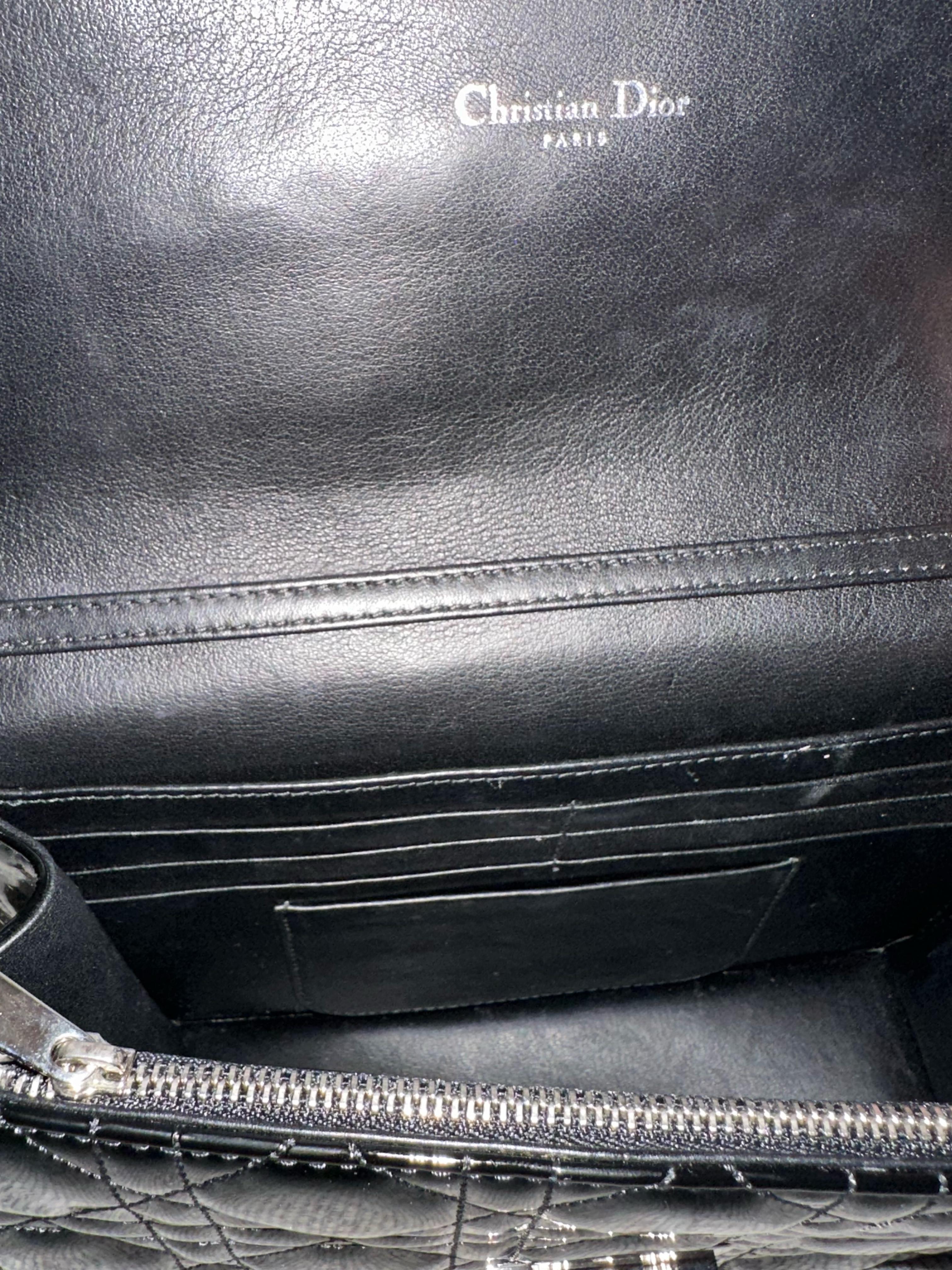 Christian Dior Miss Dior Promenade Cannage Patent Leather Shoulder Bag Black 5