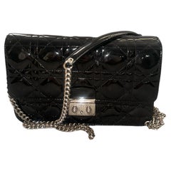 Christian Dior Miss Dior Promenade Cannage Patent Leather Shoulder Bag Black