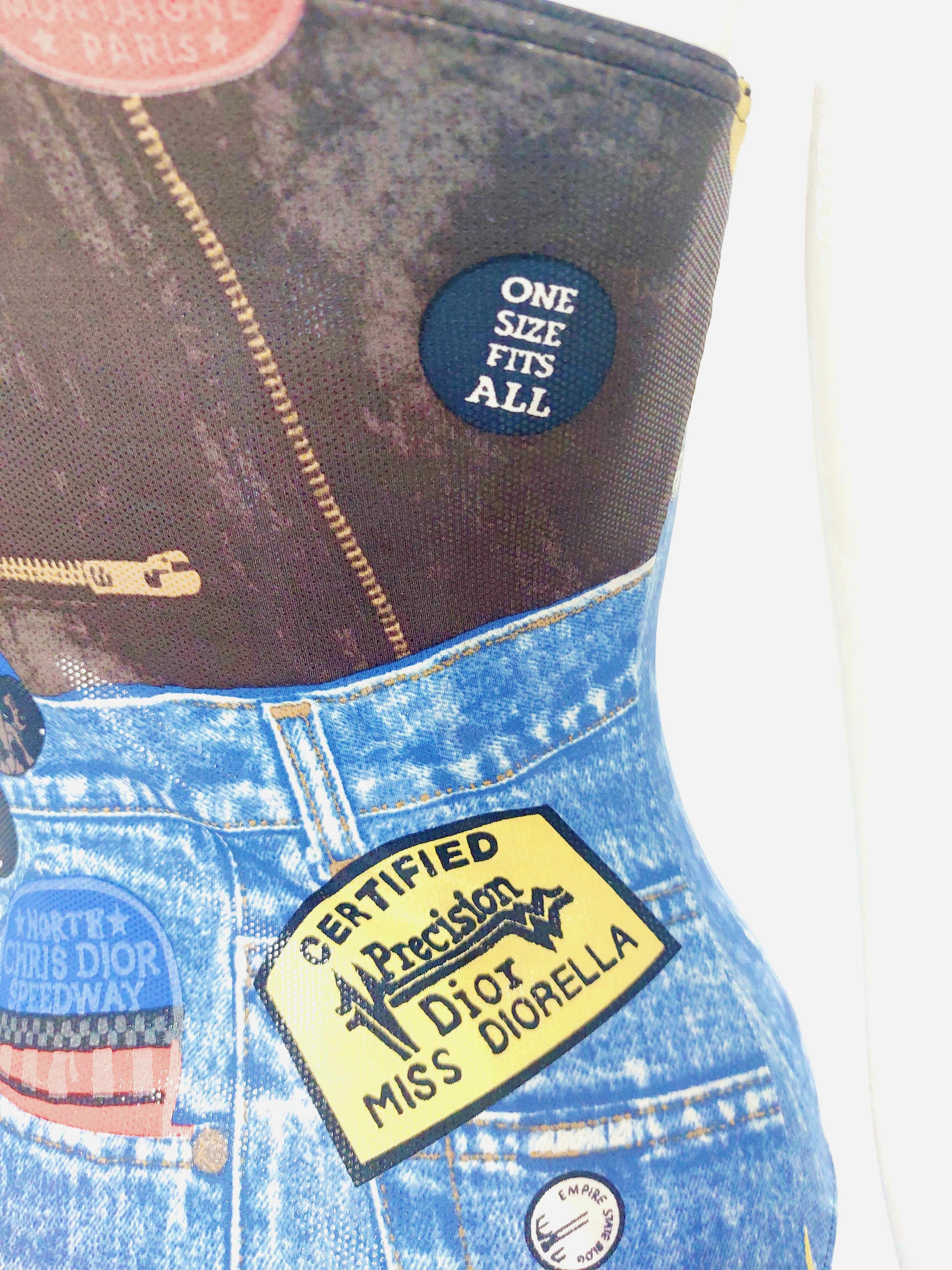 Christian Dior Miss Diorella Trompe L'oeil glänzender Wet Look Jeans-Badeanzug mit Stempel im Angebot 1