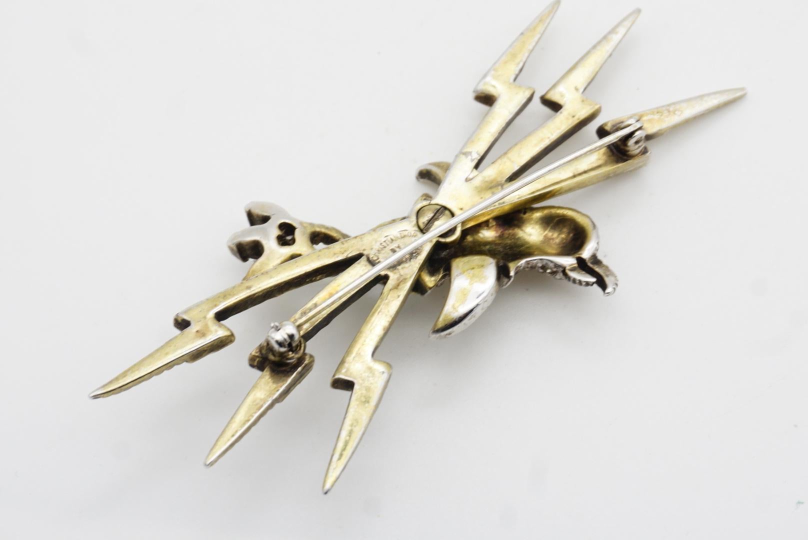 Christian Dior Mitchel Maer 1950 Red Eye Bird Penguin Crystals Lightning Brooch For Sale 8