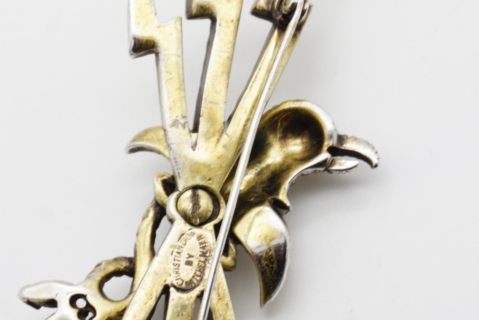 Christian Dior Mitchel Maer 1950 Red Eye Bird Penguin Crystals Lightning Brooch For Sale 10