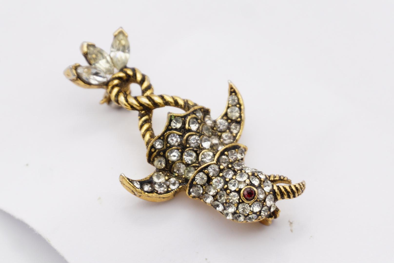 Christian Dior Mitchel Maer 1950s Bird Penguin Ruby Eye Crystals Rope Brooch For Sale 5