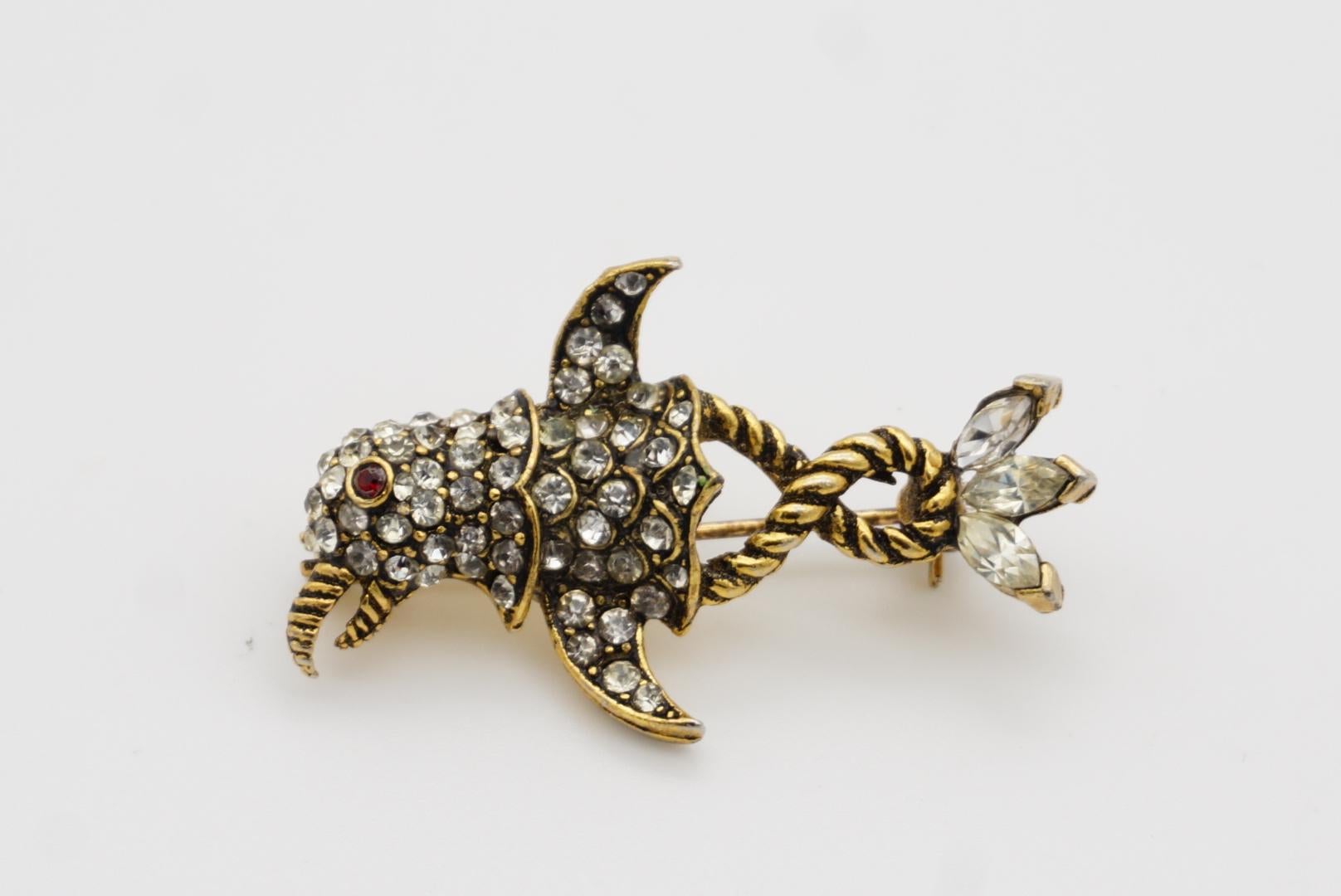 Christian Dior Mitchel Maer 1950s Bird Penguin Ruby Eye Crystals Rope Brooch For Sale 6