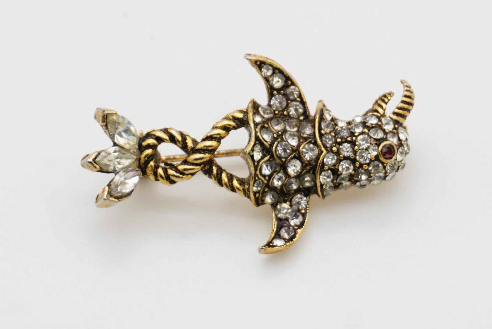 Christian Dior Mitchel Maer 1950s Bird Penguin Ruby Eye Crystals Rope Brooch For Sale 7