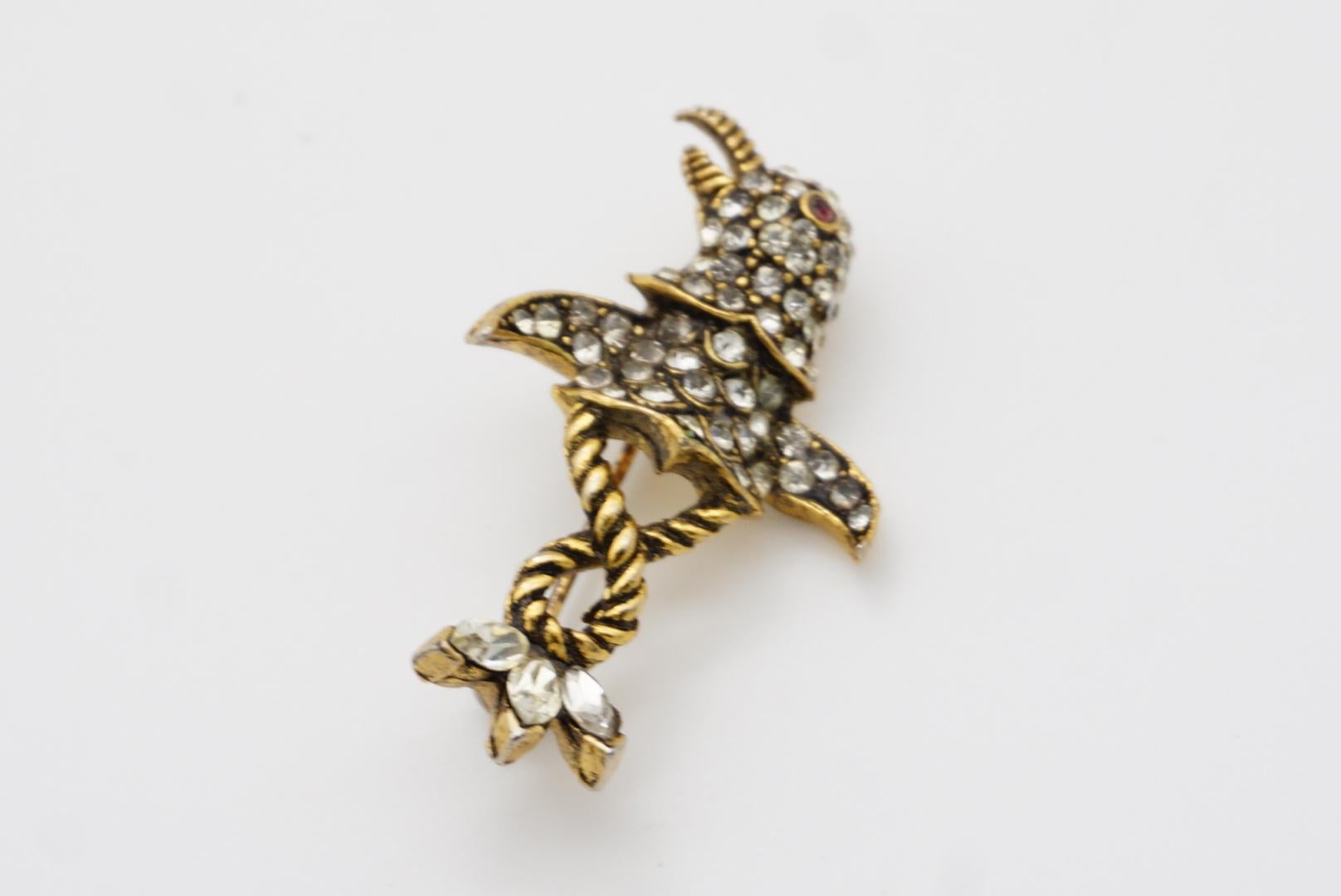 Christian Dior Mitchel Maer 1950s Bird Penguin Ruby Eye Crystals Rope Brooch For Sale 8