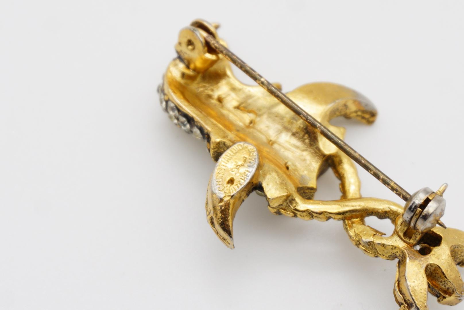 Christian Dior Mitchel Maer 1950s Bird Penguin Ruby Eye Crystals Rope Brooch For Sale 10