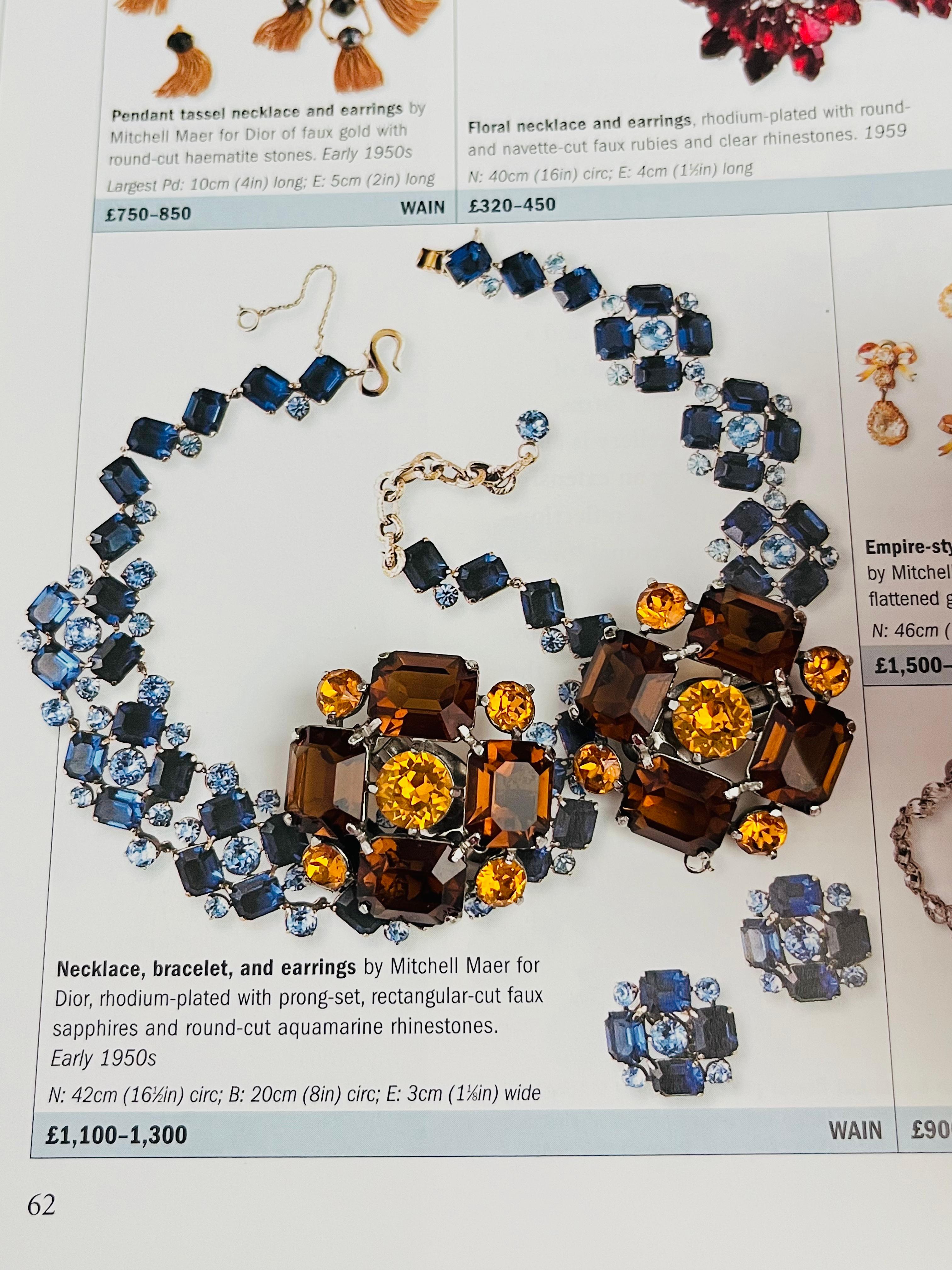 Art déco Boucles d'oreilles clip Mitchel Maer for Christian Dior 1950s Citrine Amber Flower Crystals en vente