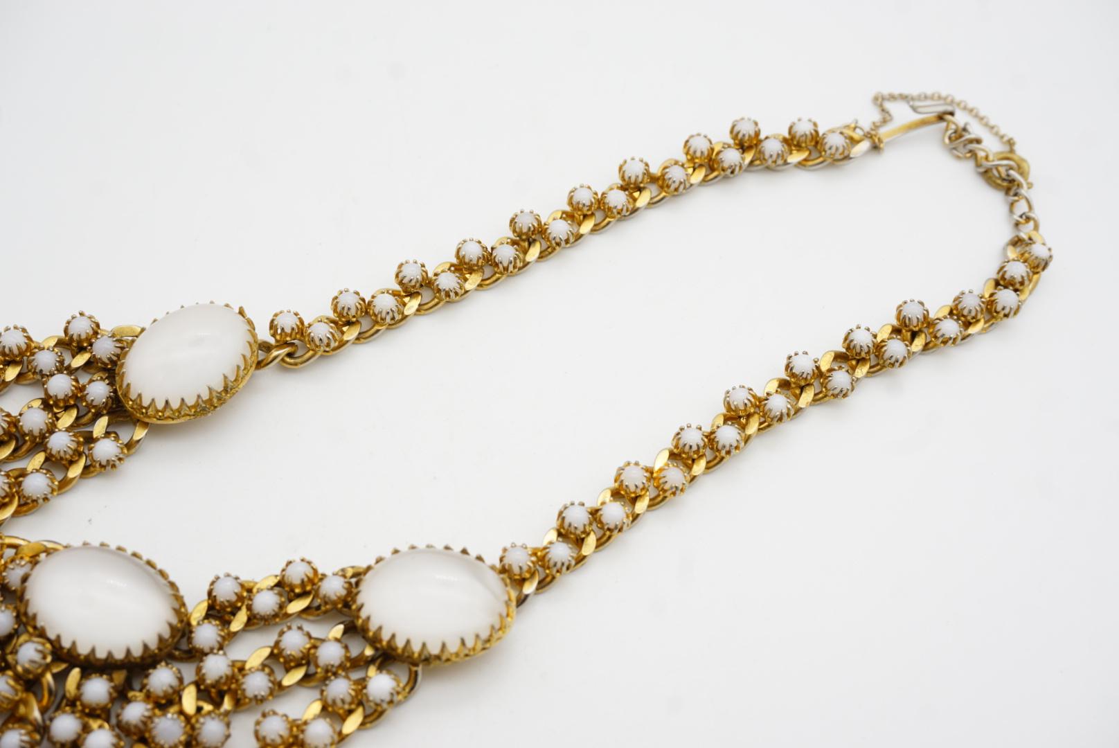 Christian Dior Mitchel Maer 1950s Oval Moonstone Milky Cabochon Layers Necklace For Sale 7
