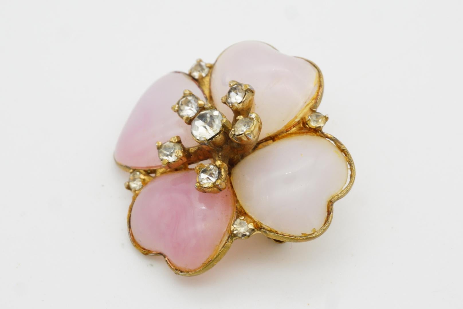 Christian Dior Mitchel Maer for Christian Dior 1950s Pink Cherry Blossom Crystals Cabochon Brooch in vendita 6