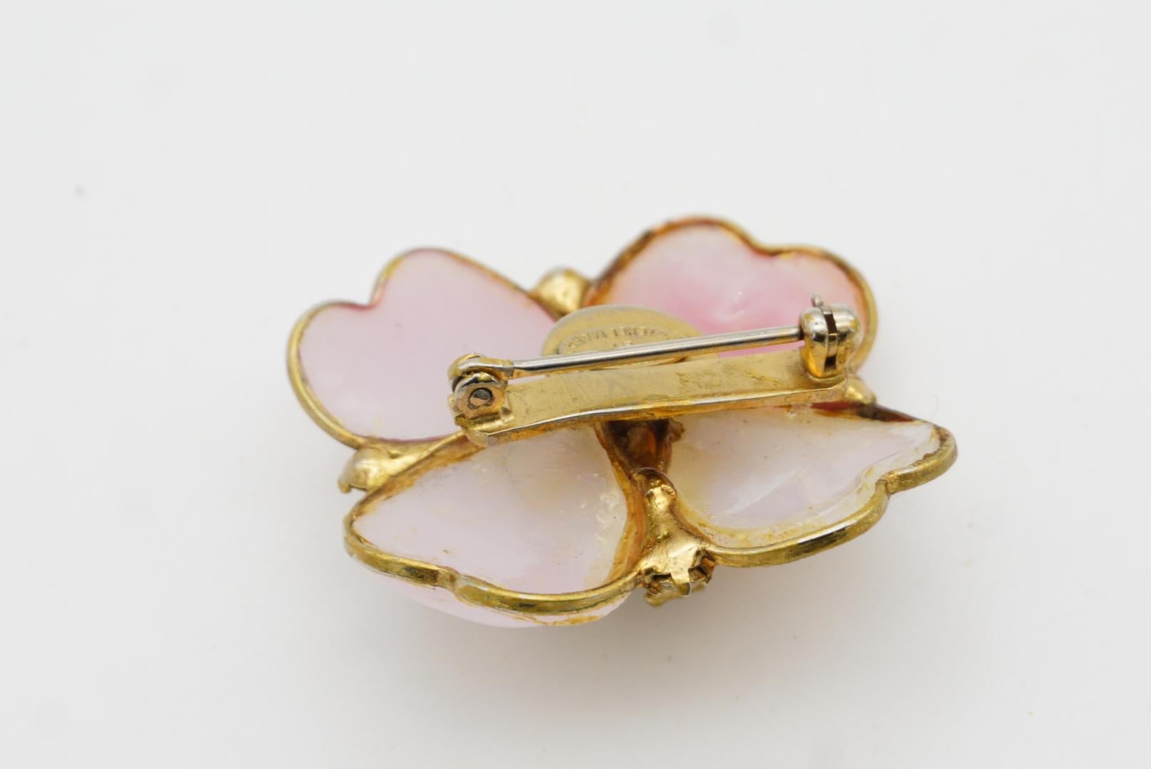 Christian Dior Mitchel Maer for Christian Dior 1950s Pink Cherry Blossom Crystals Cabochon Brooch in vendita 8