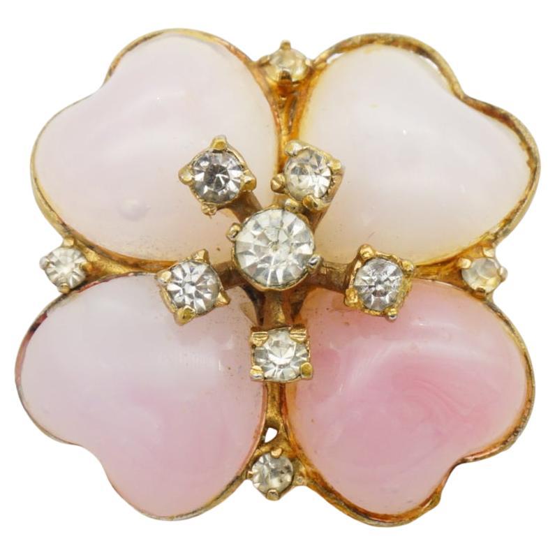 Christian Dior Mitchel Maer for Christian Dior Vintage 1950s Pink Cherry Blossom Flower Love Clover Crystals Cabochon Elegant Brooch, Gold Tone

Mitchel Maer è stato un importante designer americano che ha vissuto in Inghilterra negli anni