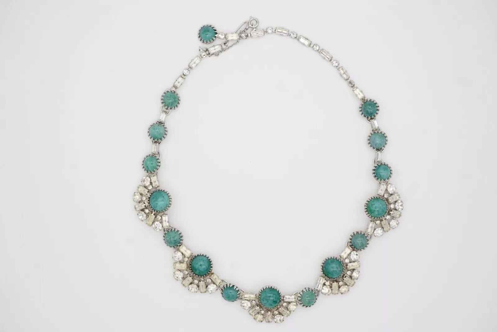 Christian Dior Mitchel Maer for Christian Dior 1950s Collana con cristalli cabochon verdi e turchesi in vendita 9