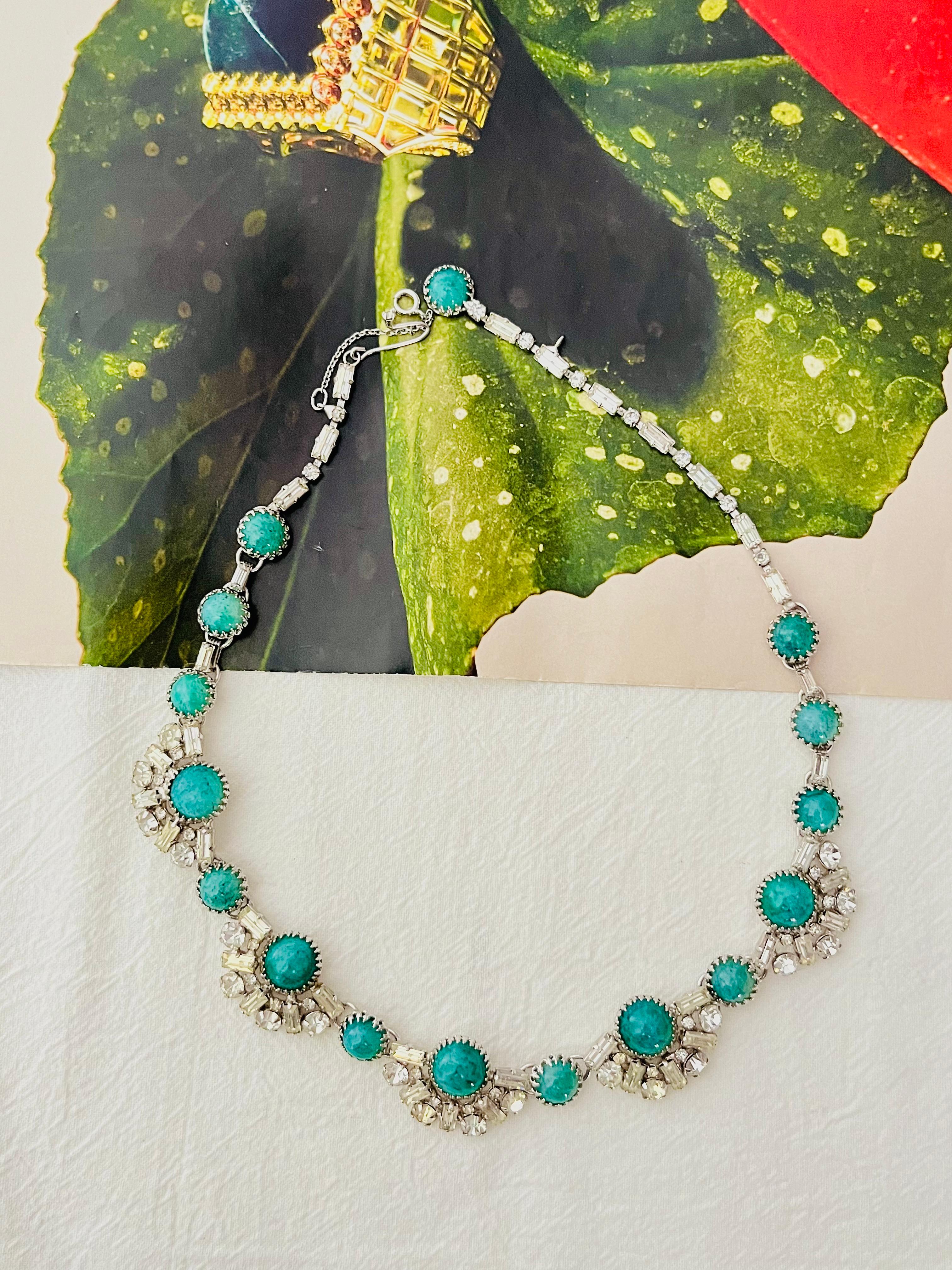 Art Déco Christian Dior Mitchel Maer for Christian Dior 1950s Collana con cristalli cabochon verdi e turchesi in vendita