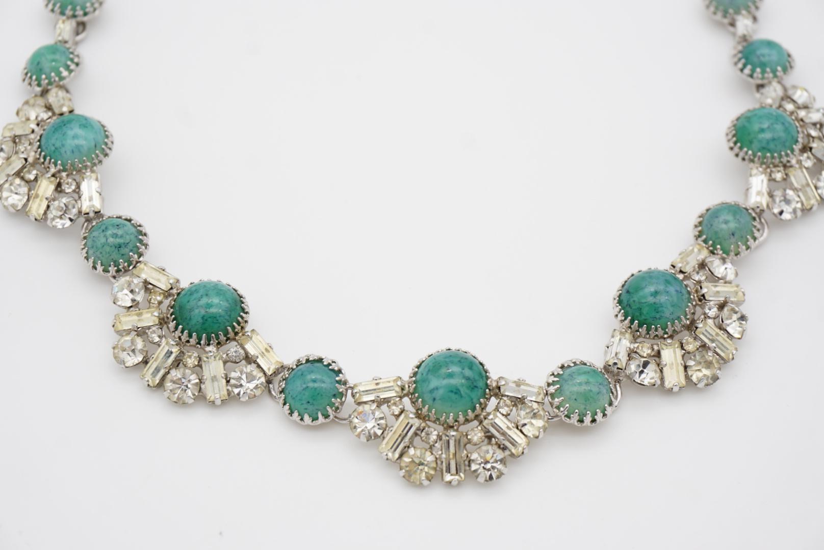 Christian Dior Mitchel Maer for Christian Dior 1950s Collana con cristalli cabochon verdi e turchesi in vendita 4