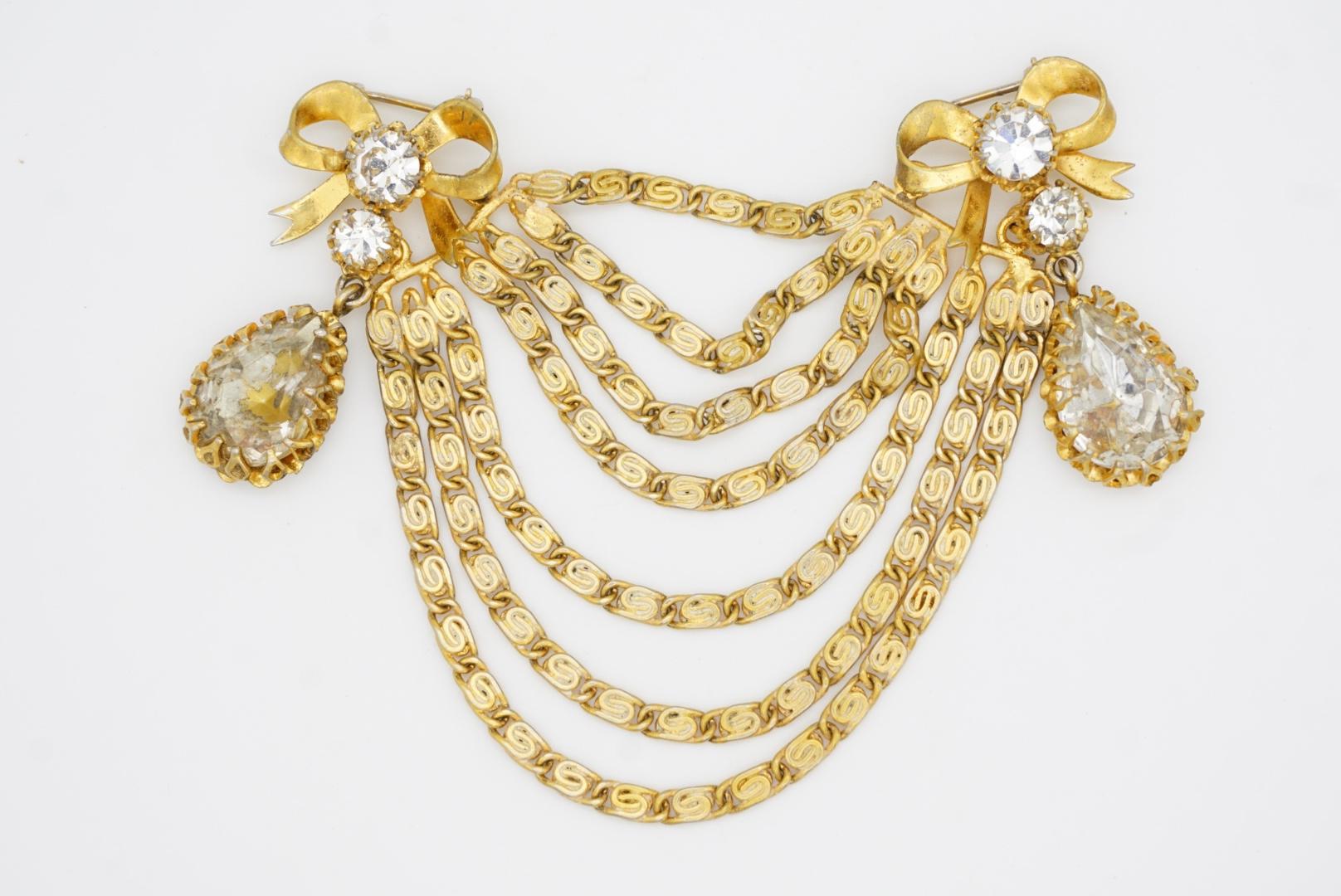 Christian Dior Mitchel Maer for Christian Dior 1951 Spilla con doppio fiocco e lacrima a strati di cristallo 6