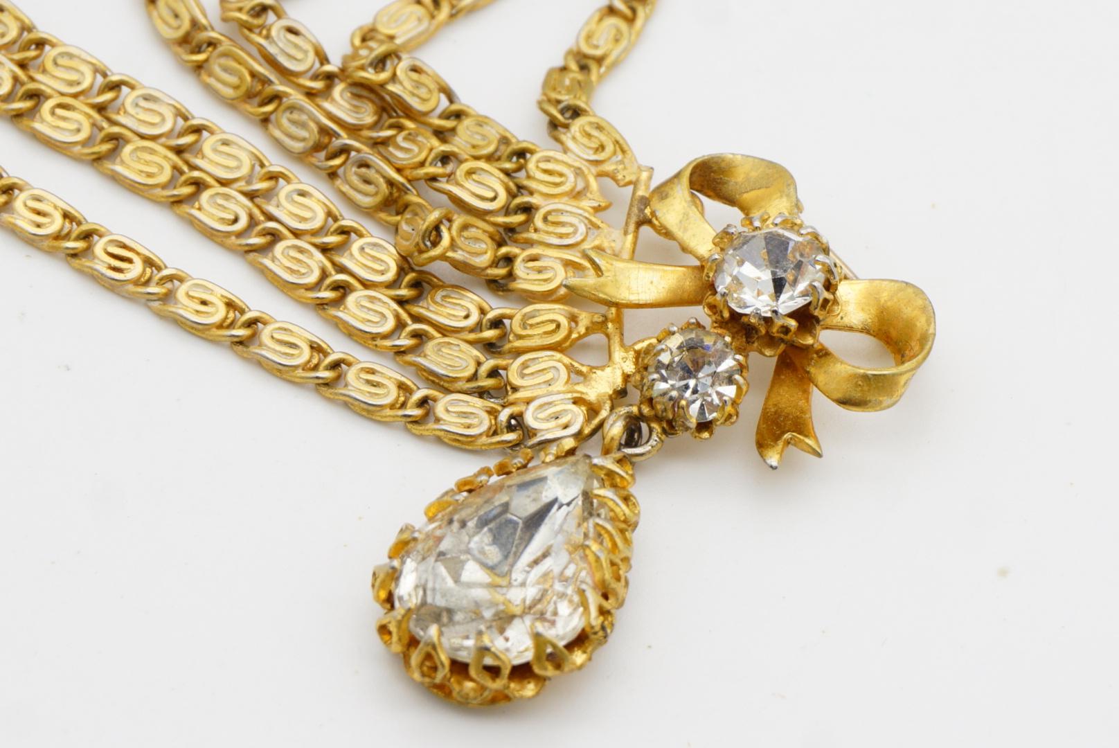 Christian Dior Mitchel Maer for Christian Dior 1951 Spilla con doppio fiocco e lacrima a strati di cristallo 8