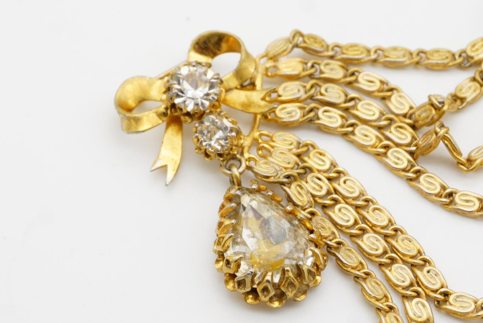 Christian Dior Mitchel Maer for Christian Dior 1951 Spilla con doppio fiocco e lacrima a strati di cristallo 9