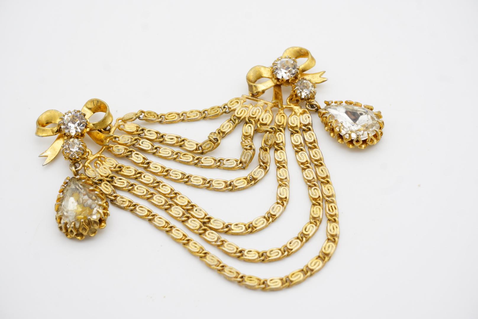 Christian Dior Mitchel Maer for Christian Dior 1951 Spilla con doppio fiocco e lacrima a strati di cristallo 10