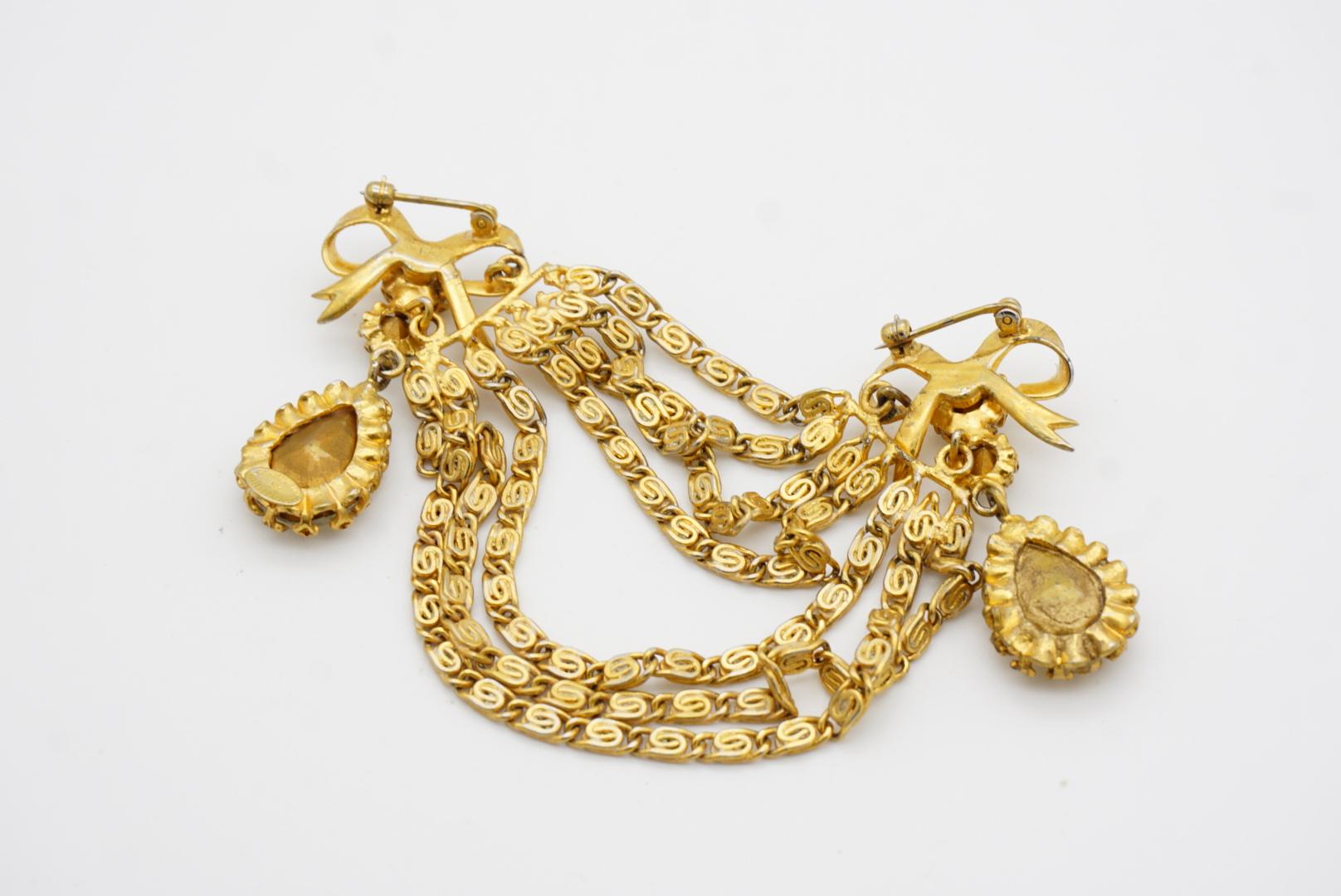 Christian Dior Mitchel Maer for Christian Dior 1951 Spilla con doppio fiocco e lacrima a strati di cristallo 11