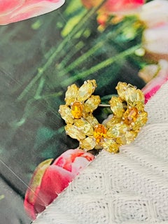 Christian Dior Mitchel Maer Citrine Yellow Crystals Wreath Flower Layer Brooch