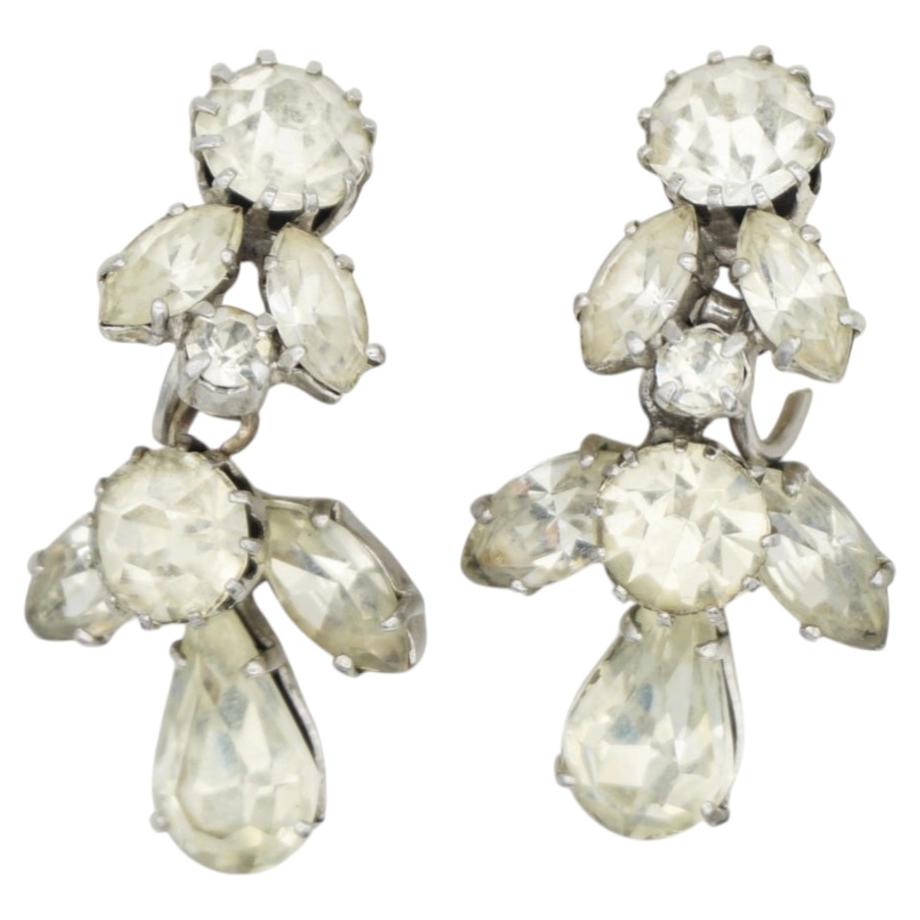 Boucles d'oreilles goutte d'eau feuille fleur en cristaux brillants Mitchel Maer for Christian Dior