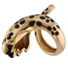 CHRISTIAN DIOR Mitza Leopard Paw Tail Lacquer Yellow Gold Ring