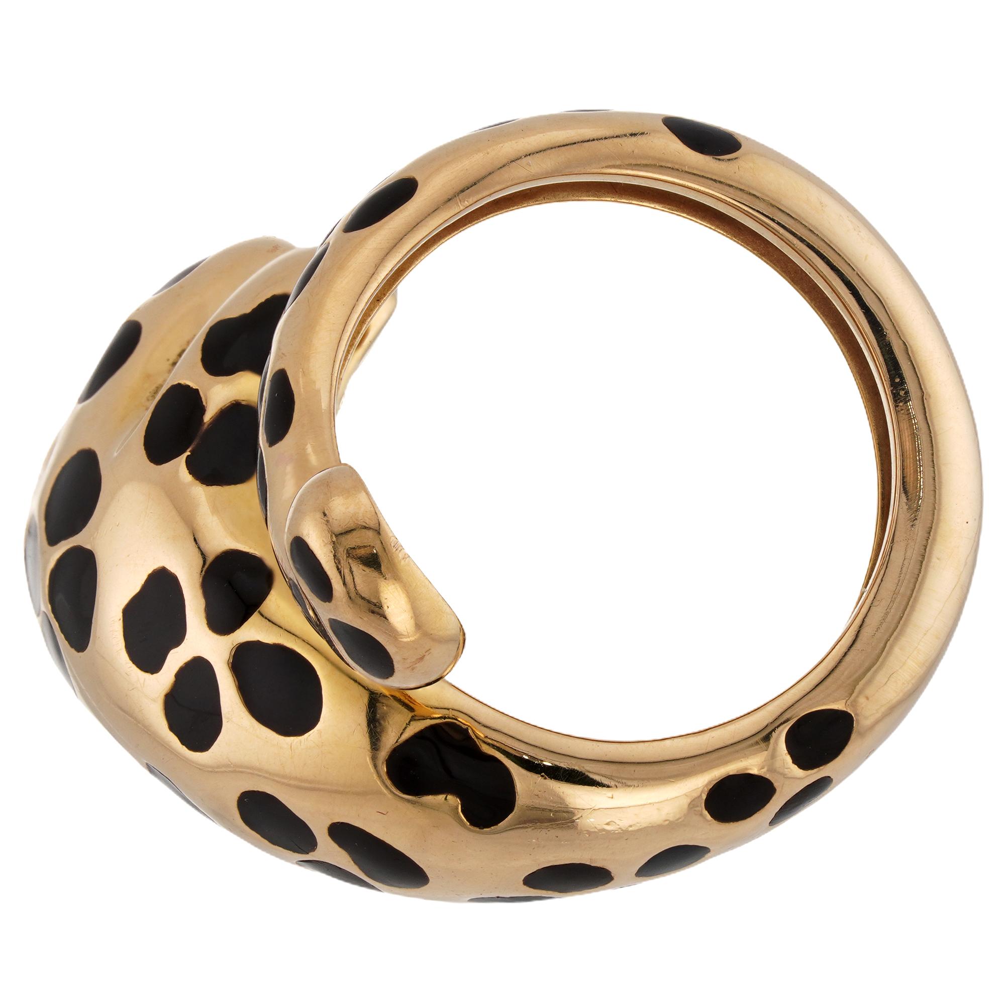 CHRISTIAN DIOR Mitza Queue de patte de léopard laquée or jaune Excellent état - En vente à New York, NY