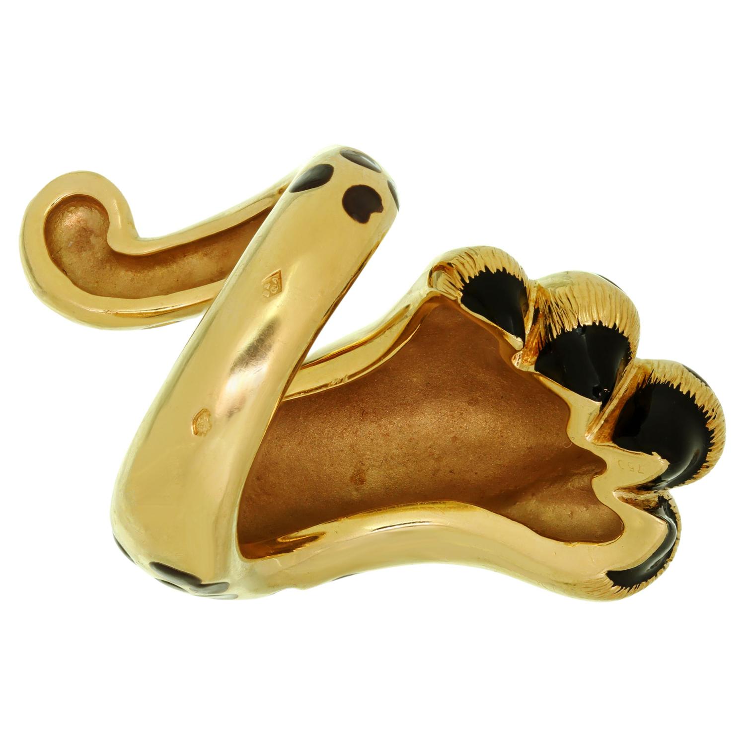Christian Dior Mitza Gelbgoldring mit Leopardenmuster und Schleifenlack 2