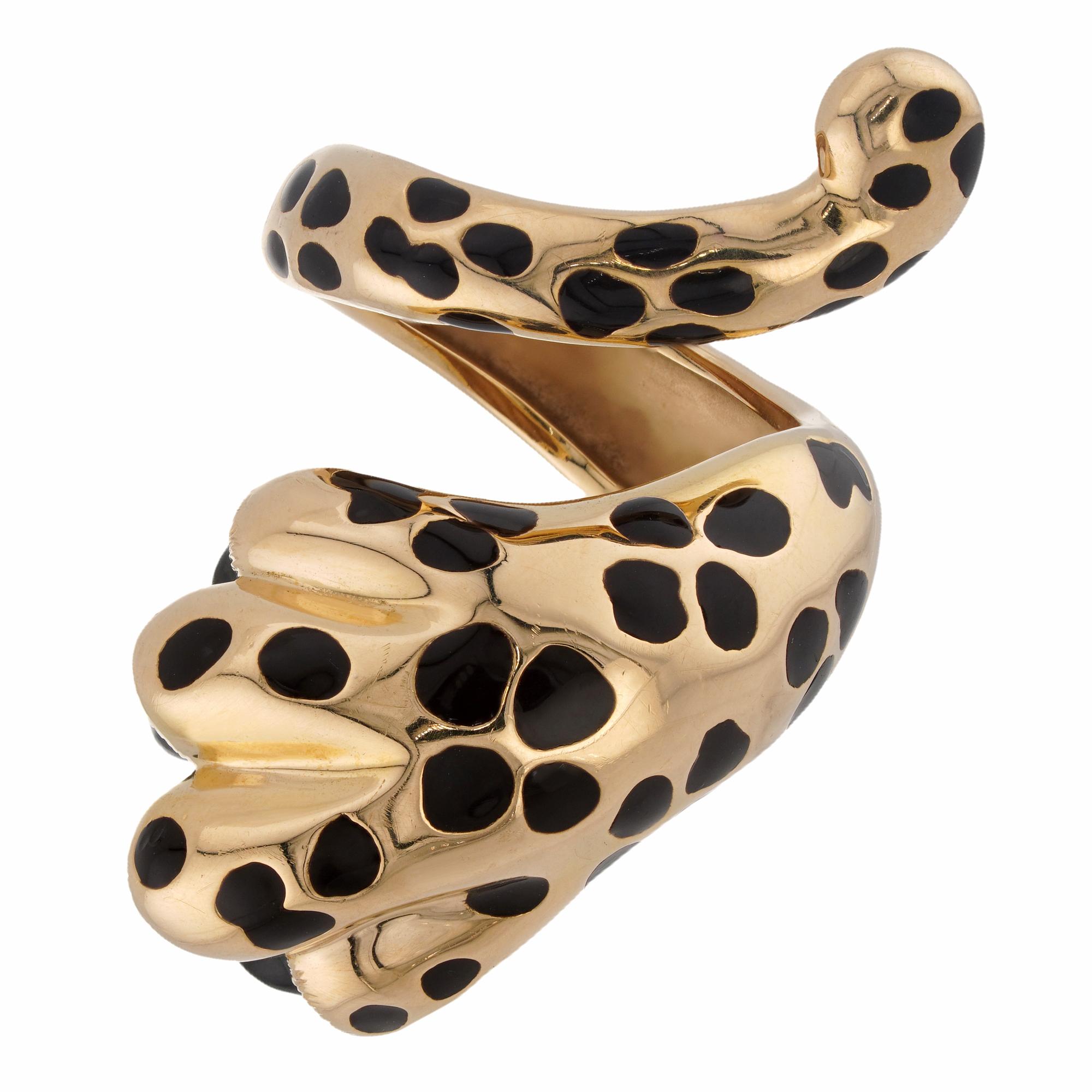 CHRISTIAN DIOR Mitza Queue de patte de léopard laquée or jaune en vente 3