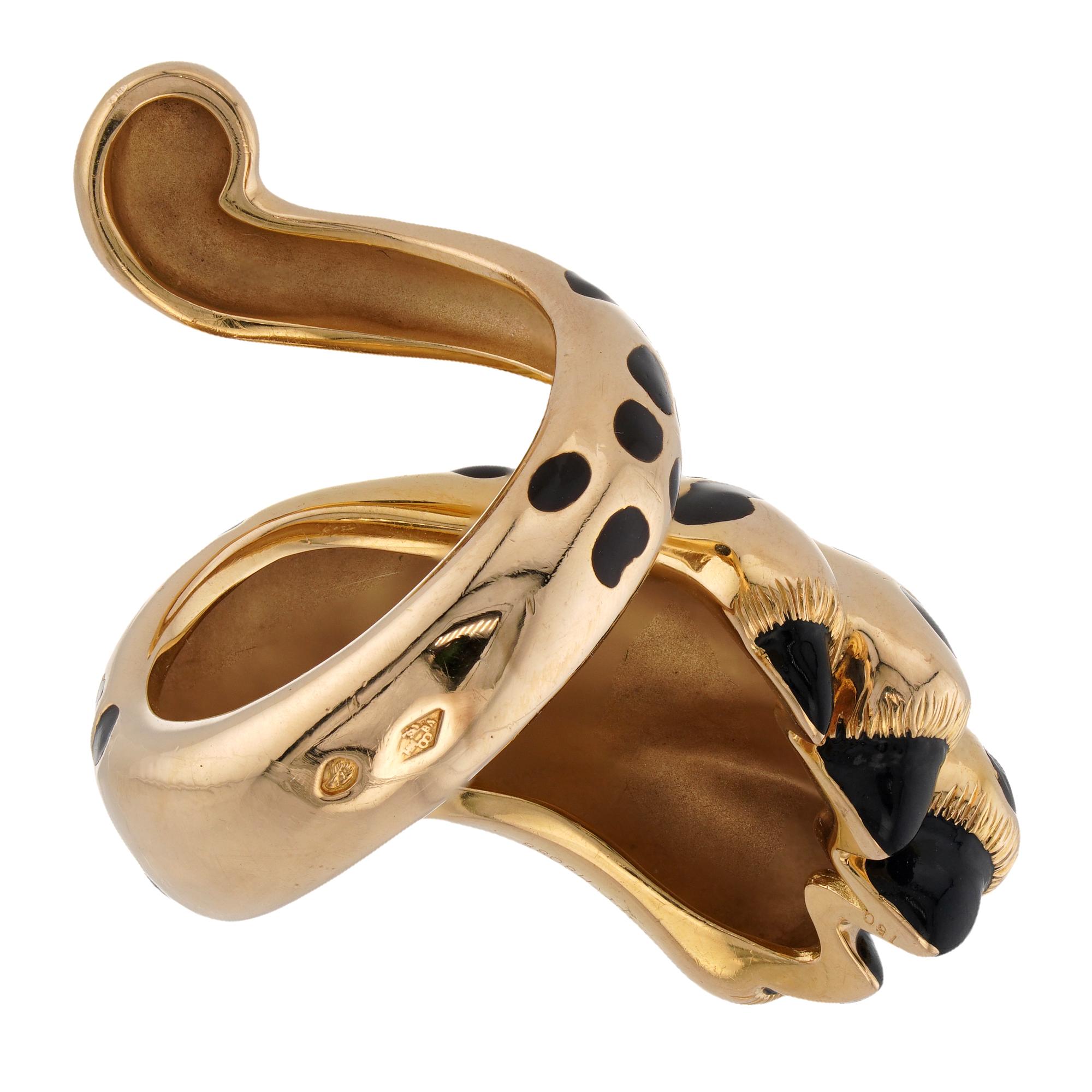 CHRISTIAN DIOR Mitza Queue de patte de léopard laquée or jaune en vente 4