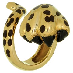 Christian Dior Mitza Gelbgoldring mit Leopardenmuster und Schleifenlack