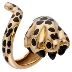 CHRISTIAN DIOR Mitza Leopard Paw Tail Lacquer Yellow Gold Ring