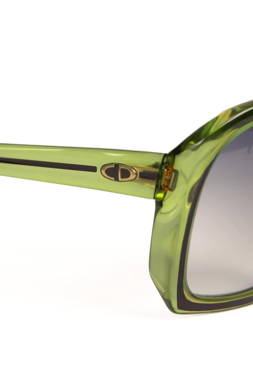 1980s Christian Dior Ad Campaign Model 2043 Oversized Green Sunglasses 3